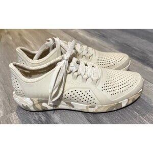 Women’s Lite Ride by Crocs Sz 8 Women's Beige & Camo Tie Up Shoes Comfort Shoes